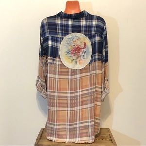 Boho Jane Long Sleeve Plaid Shirt Bohemian Artsy